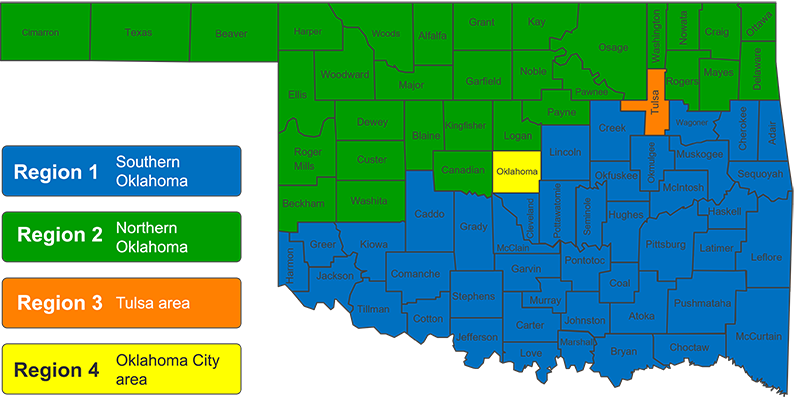 Map of the various regions that are covered by navigators.